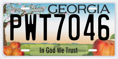 GA license plate PWT7046