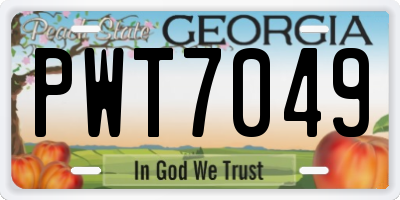 GA license plate PWT7049