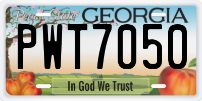 GA license plate PWT7050