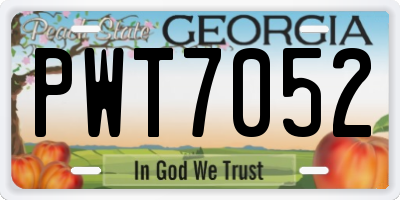 GA license plate PWT7052