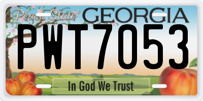 GA license plate PWT7053