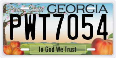 GA license plate PWT7054