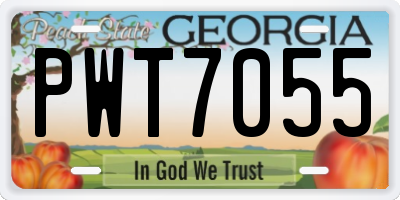 GA license plate PWT7055