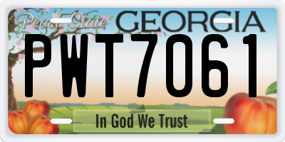 GA license plate PWT7061