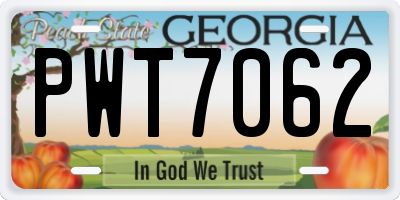 GA license plate PWT7062