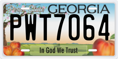 GA license plate PWT7064
