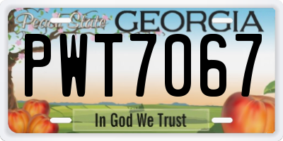 GA license plate PWT7067