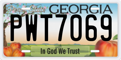 GA license plate PWT7069