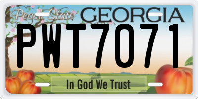 GA license plate PWT7071