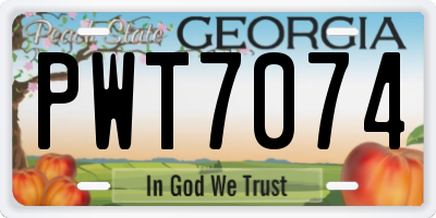 GA license plate PWT7074