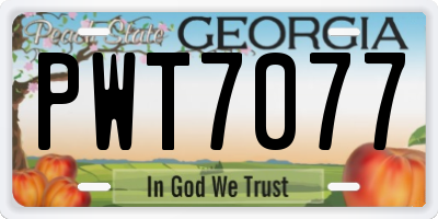 GA license plate PWT7077