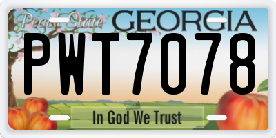 GA license plate PWT7078