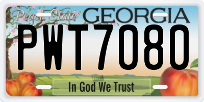 GA license plate PWT7080