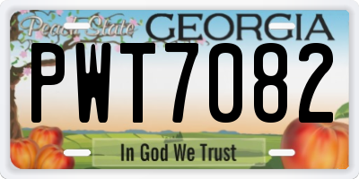 GA license plate PWT7082