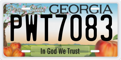 GA license plate PWT7083