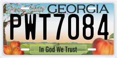GA license plate PWT7084