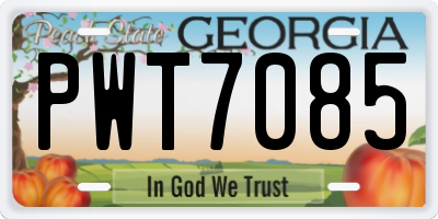 GA license plate PWT7085