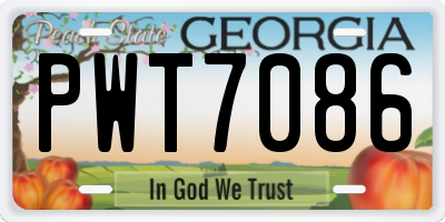 GA license plate PWT7086
