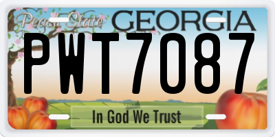 GA license plate PWT7087
