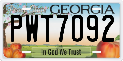 GA license plate PWT7092