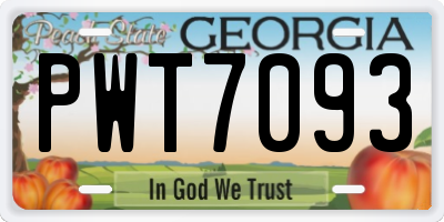 GA license plate PWT7093