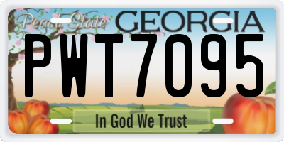 GA license plate PWT7095
