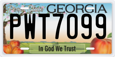 GA license plate PWT7099