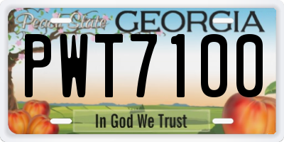 GA license plate PWT7100