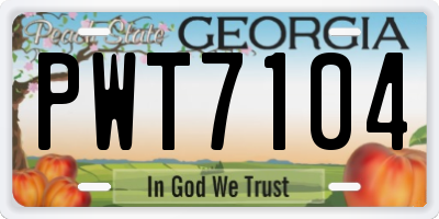 GA license plate PWT7104