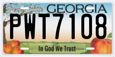 GA license plate PWT7108