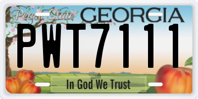 GA license plate PWT7111