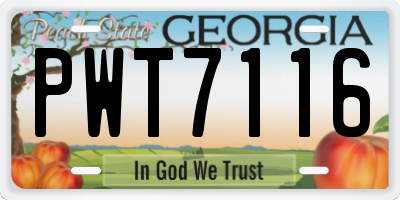 GA license plate PWT7116