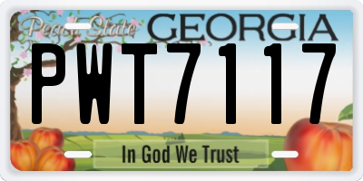 GA license plate PWT7117