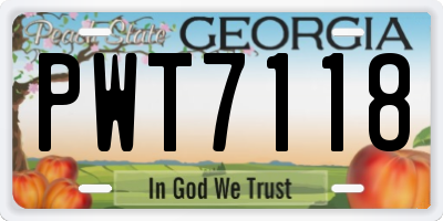 GA license plate PWT7118