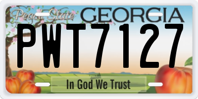 GA license plate PWT7127