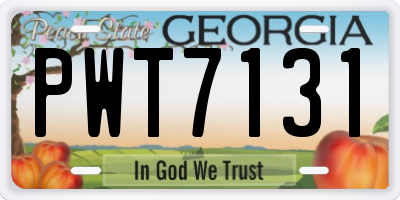 GA license plate PWT7131