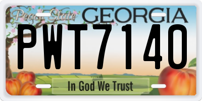 GA license plate PWT7140