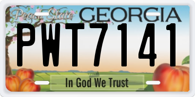 GA license plate PWT7141