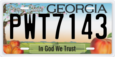 GA license plate PWT7143