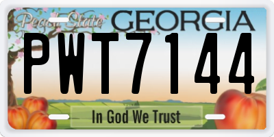 GA license plate PWT7144