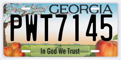 GA license plate PWT7145