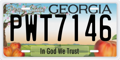 GA license plate PWT7146
