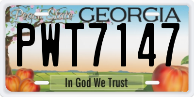GA license plate PWT7147