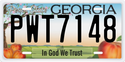 GA license plate PWT7148