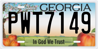 GA license plate PWT7149