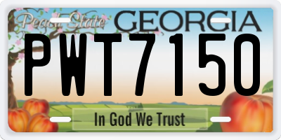 GA license plate PWT7150