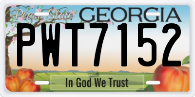 GA license plate PWT7152