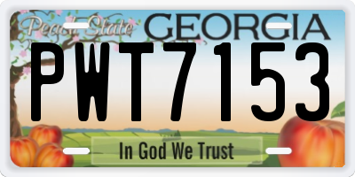 GA license plate PWT7153