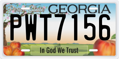 GA license plate PWT7156