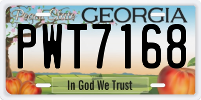 GA license plate PWT7168